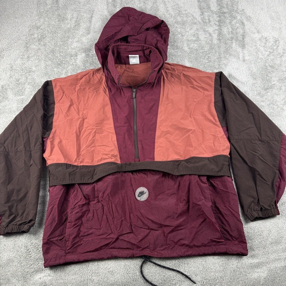Nike Revolution Utility 1/2 Zip Anorak Jacket Women's M Packable Belly Bag Hood - Picture 2 of 13